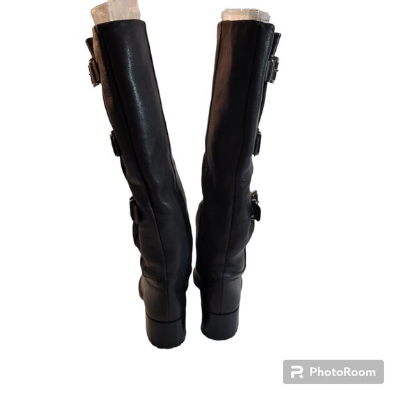 Stuart Weitzman Cinchboot Womens 6.5 M Black Leather Buckles Riding Boot Knee Hi - Picture 5 of 14